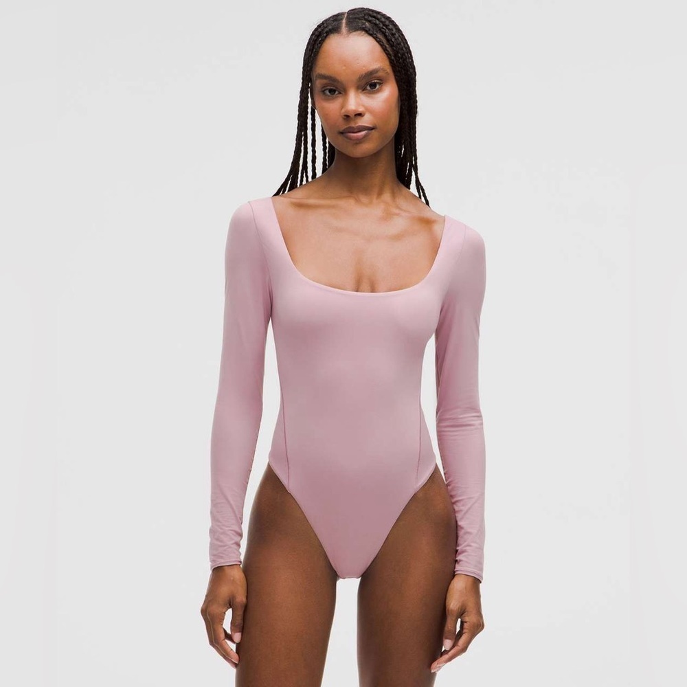 lululemon athletica Long Sleeve Scoop Neck Bodysuit in Dusty Rose
